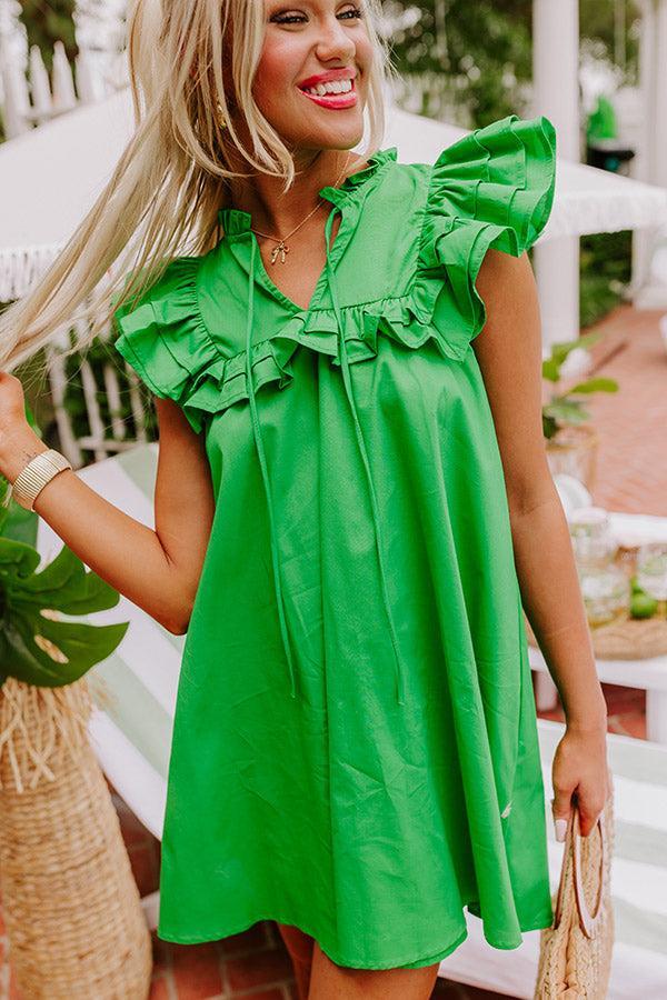 Pretty Chic Ruffle Mini Dress in Kelly Green Product Image