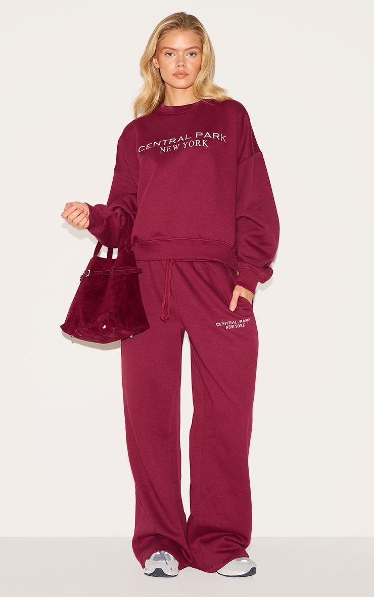 Burgundy Central Park Embroidered Boxy Sweat Product Image