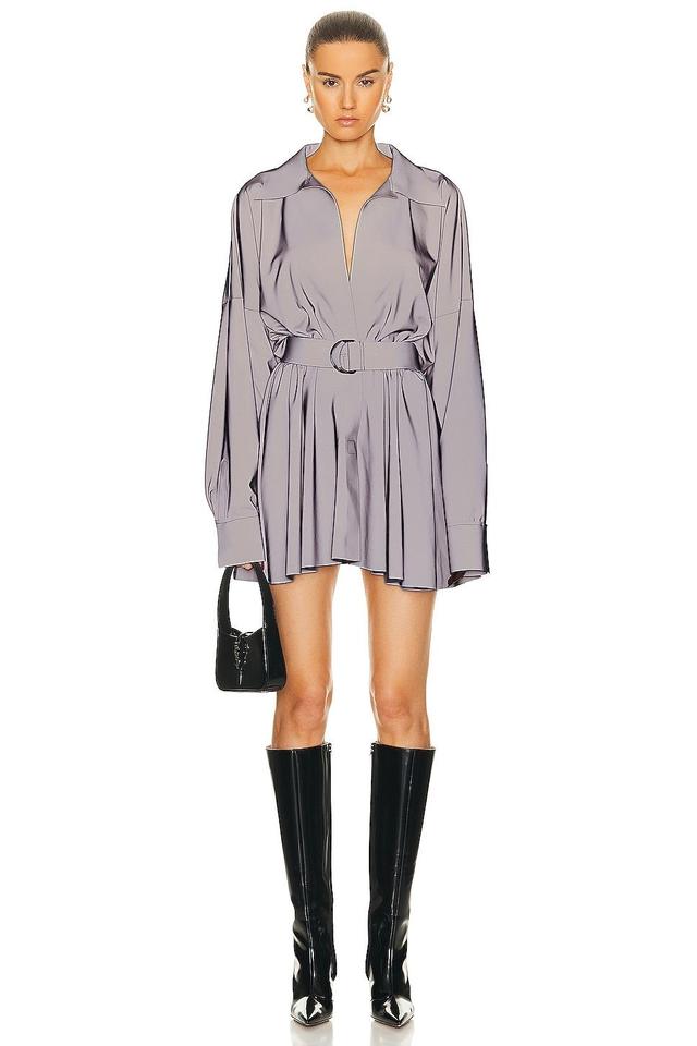 Norma Kamali Super Oversized Boyfriend Shirt Flared Mini Dress Grey. (also in L). Product Image