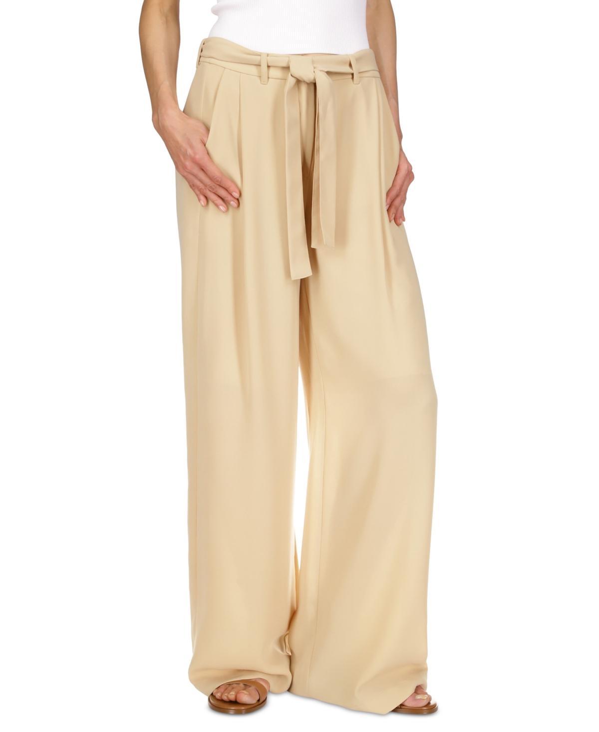 Michael Michael Kors Womens Self-Sash Drapey Crepe Wide-Leg Pants Product Image