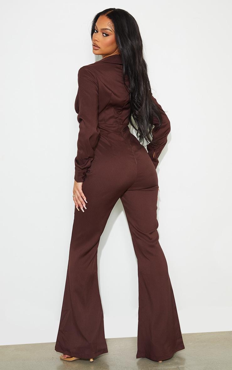 Chocolate Underwire Ruched Collar Detail Jumpsuit Product Image