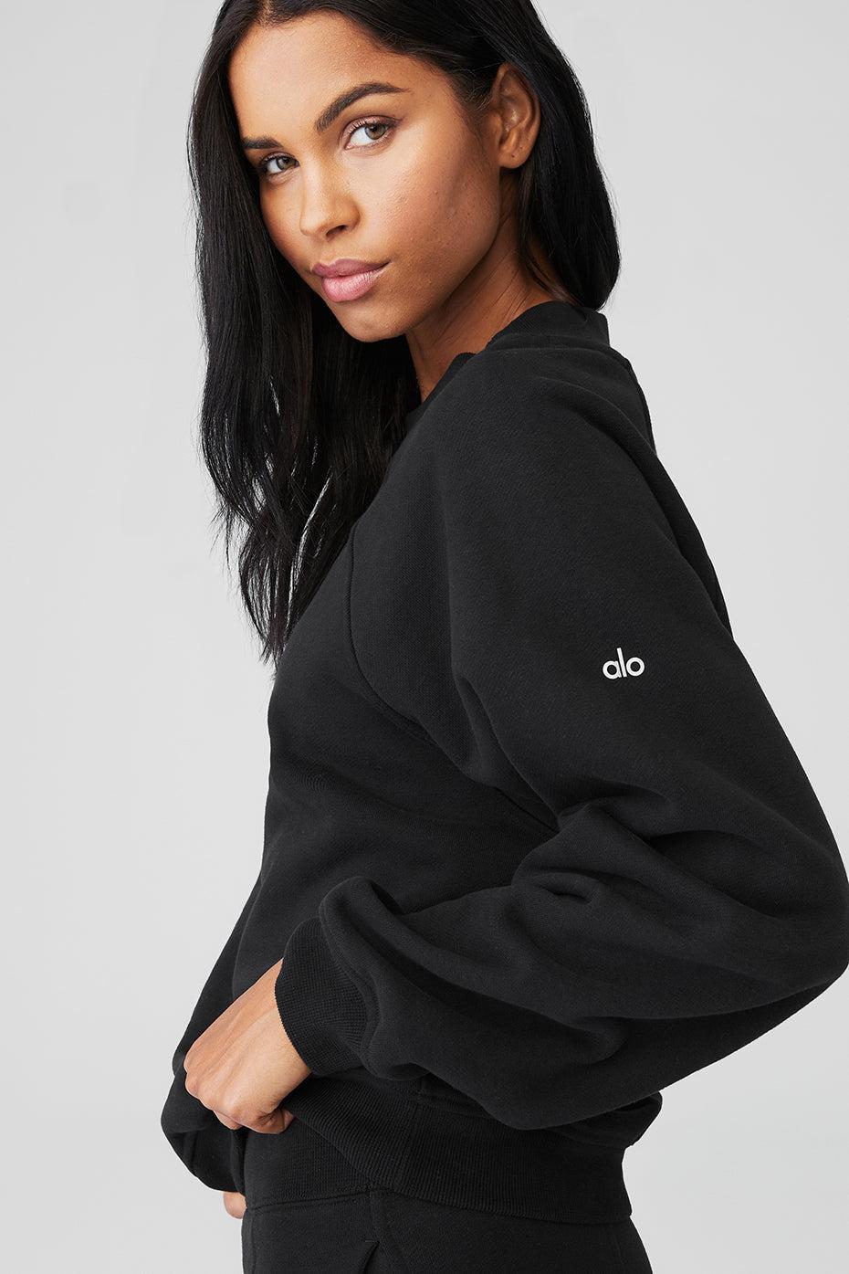 Heavy Weight Free Time Crew Neck Pullover - Black Female Product Image