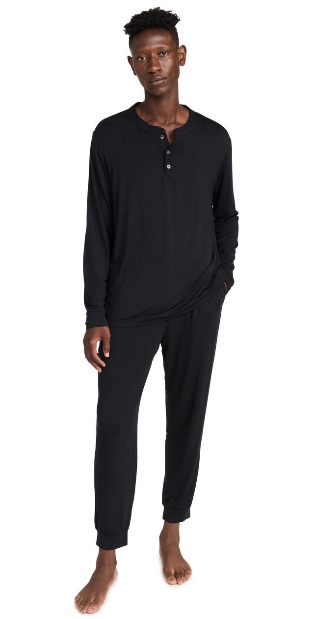 Eberjey Henry Modal Long PJ Set Black M Product Image