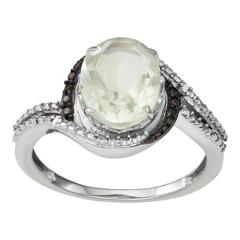 Jewelexcess Sterling Silver Green Quartz & Green & White Diamond Accent Ring, Womens Product Image