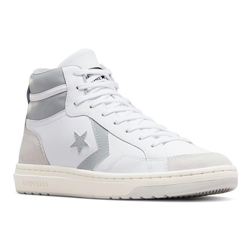 Converse Pro Blaze Classic Mens Leather Sneakers White Ash Grey Product Image