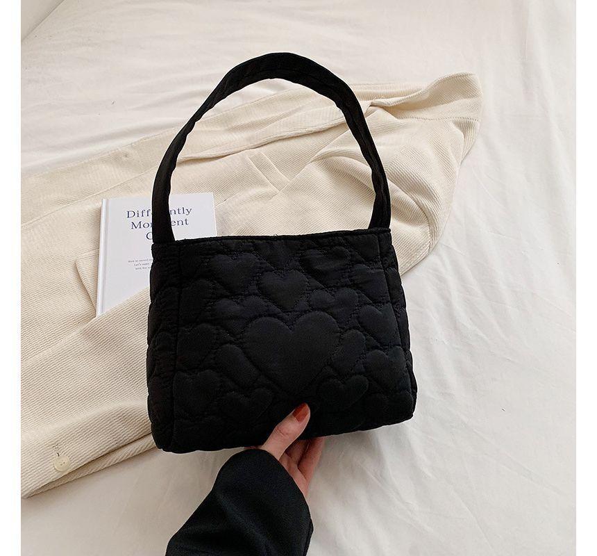 Plain Heart Quilted Shoulder Bag Product Image