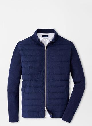 Peter Millar Mens Smith Hybrid Seersucker Sweater Jacket | Color: Navy | Size: S Product Image