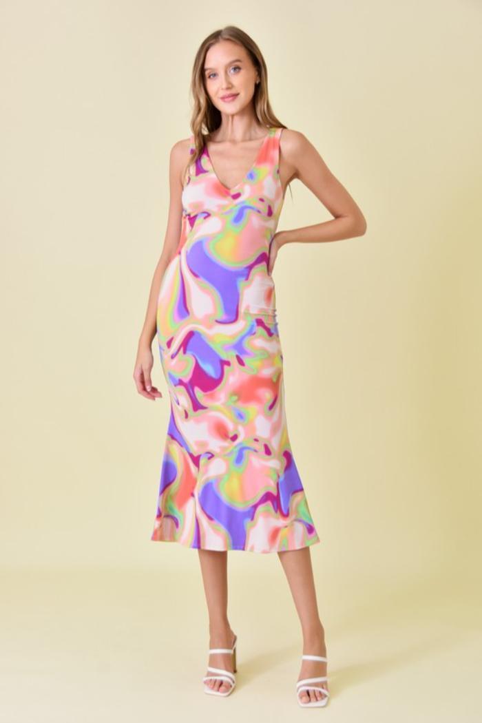 Abstract Print Midi Dress Product Image