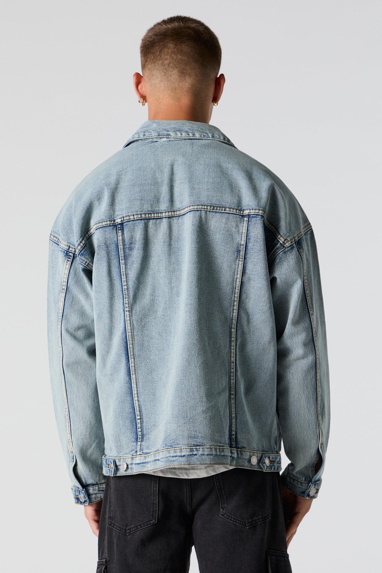 Removable Hood Denim Trucker Jacket Male Product Image