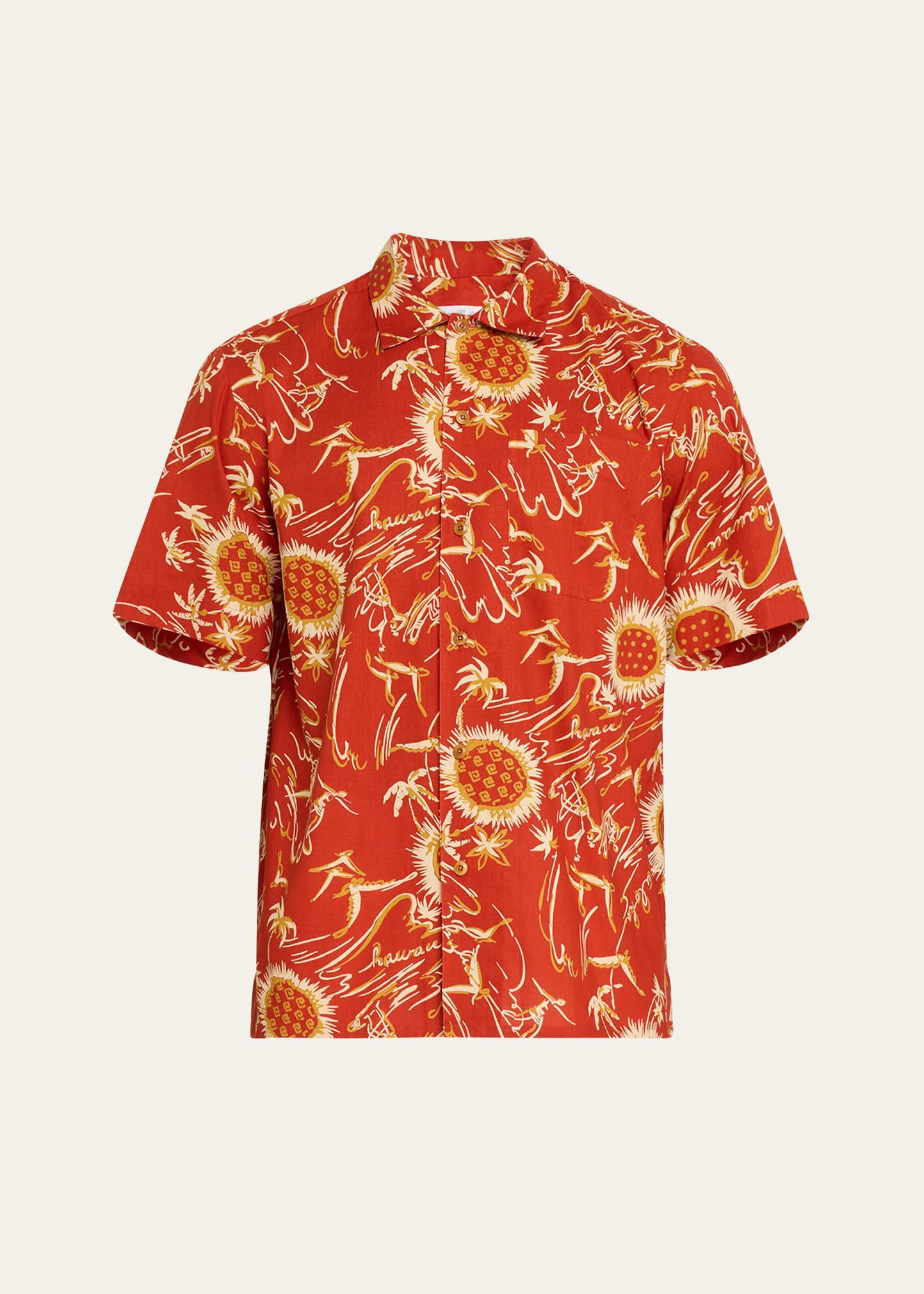 Mens Printed Cotton Short-Sleeve Shirt Product Image