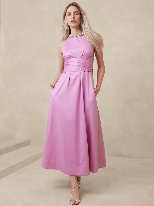 Stretch-Cotton Poplin Maxi Dress Product Image