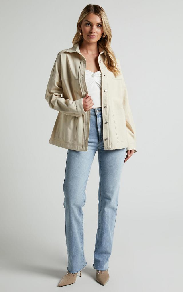 Dallas Jacket - Collared Button Through Long sleeve in Stone Product Image