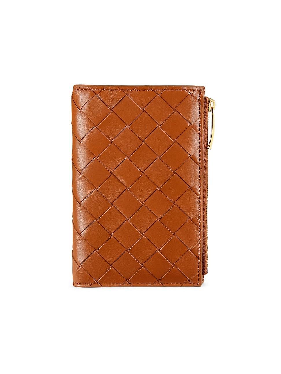 Womens Medium Intrecciato Leather Bifold Zip Wallet Product Image