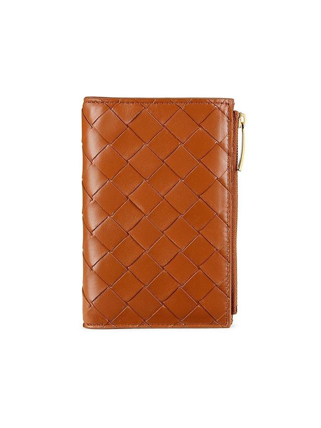 Womens Medium Intrecciato Leather Bifold Zip Wallet Product Image