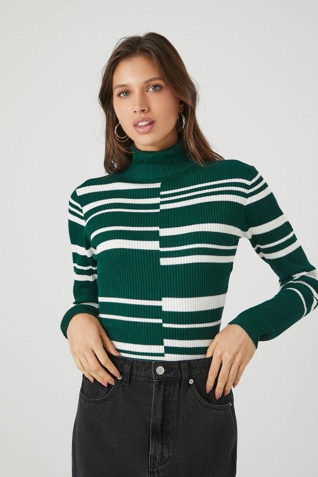 Abstract Striped Turtleneck Sweater Top | Forever 21 Product Image