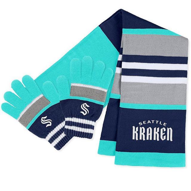 Womens WEAR by Erin Andrews Seattle Kraken Stripe Glove & Scarf Set Product Image