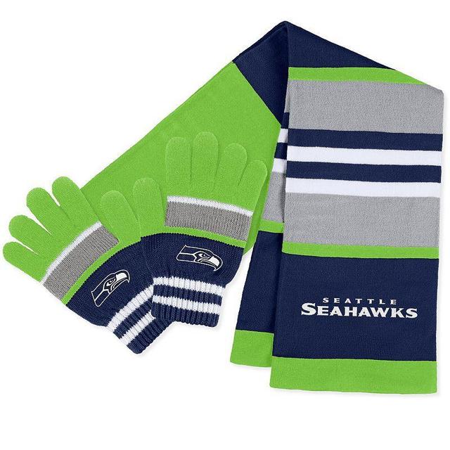 Womens WEAR by Erin Andrews Seattle Seahawks Stripe Glove & Scarf Set Product Image