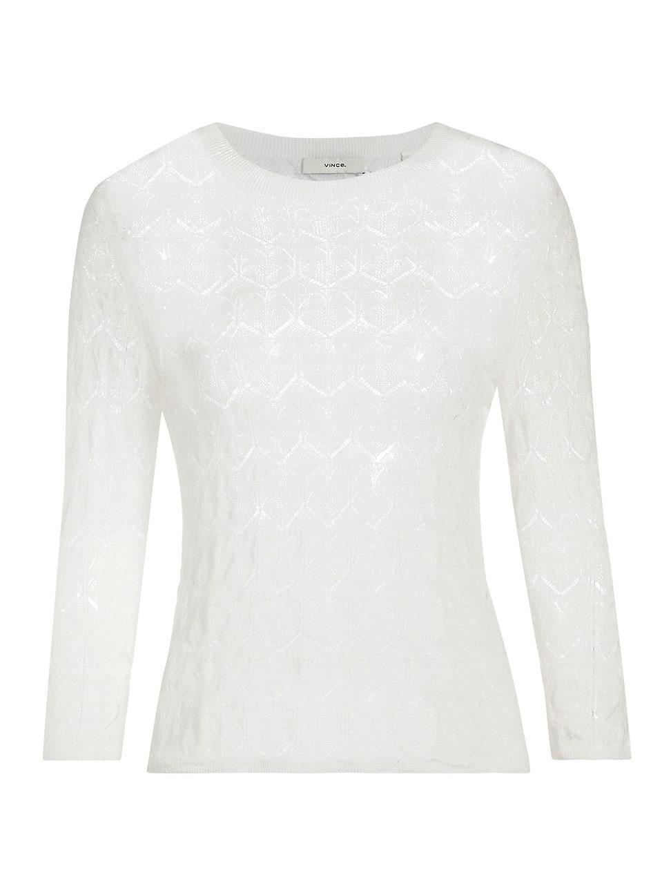 Fine Lace 3/4-Sleeve Crewneck Top Product Image