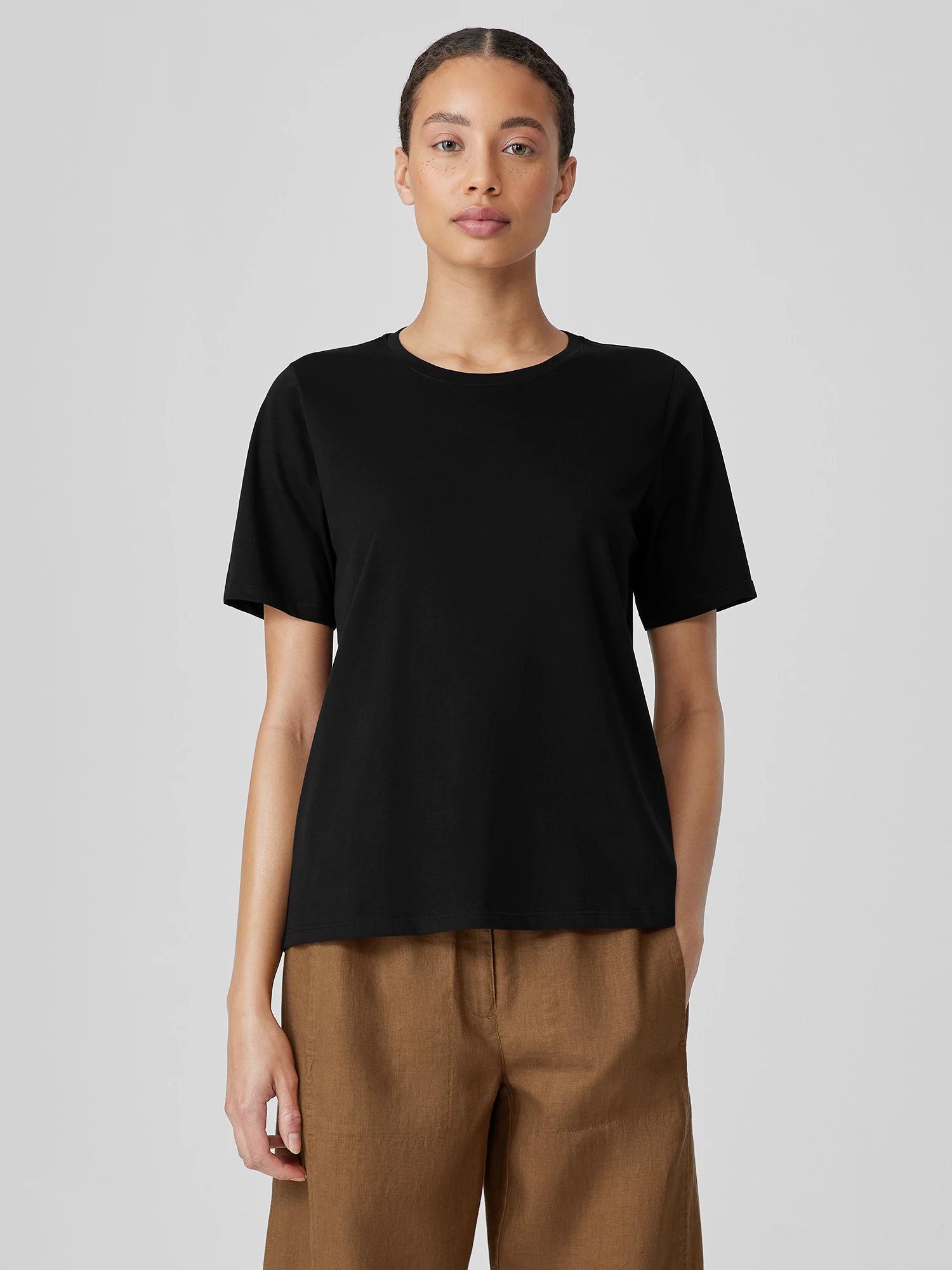 EILEEN FISHER Organic Pima Cotton Jersey Round Neck Teefemale Product Image