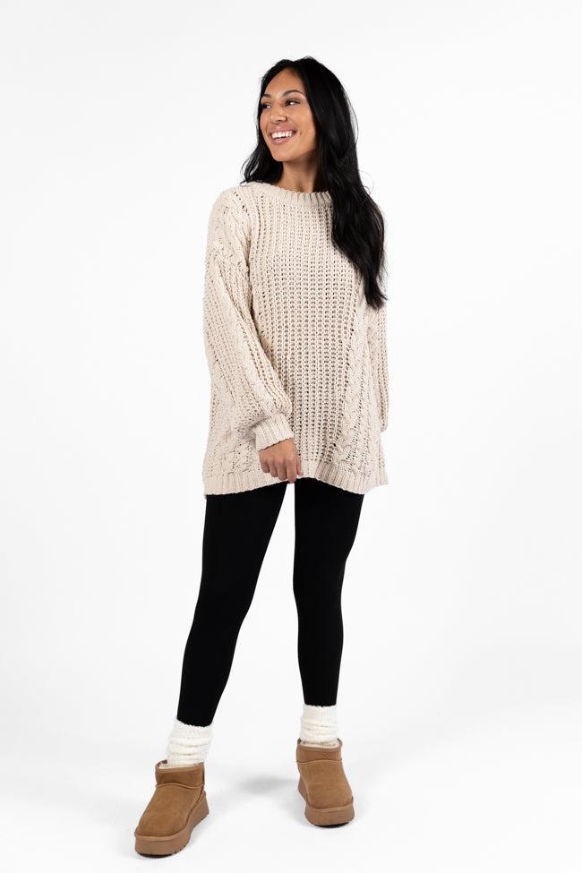 Wide Open Spaces Beige Chenille Cable Knit Oversized Sweater FINAL SALE Product Image