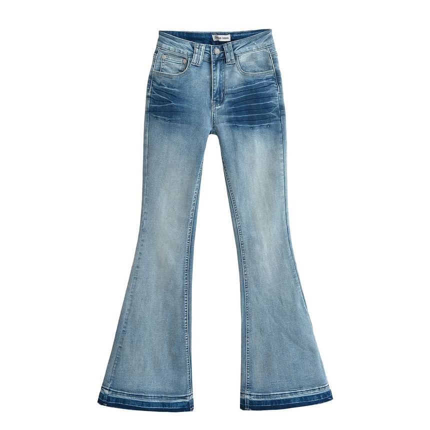 Low Waist Washed Bootcut Jeans Product Image