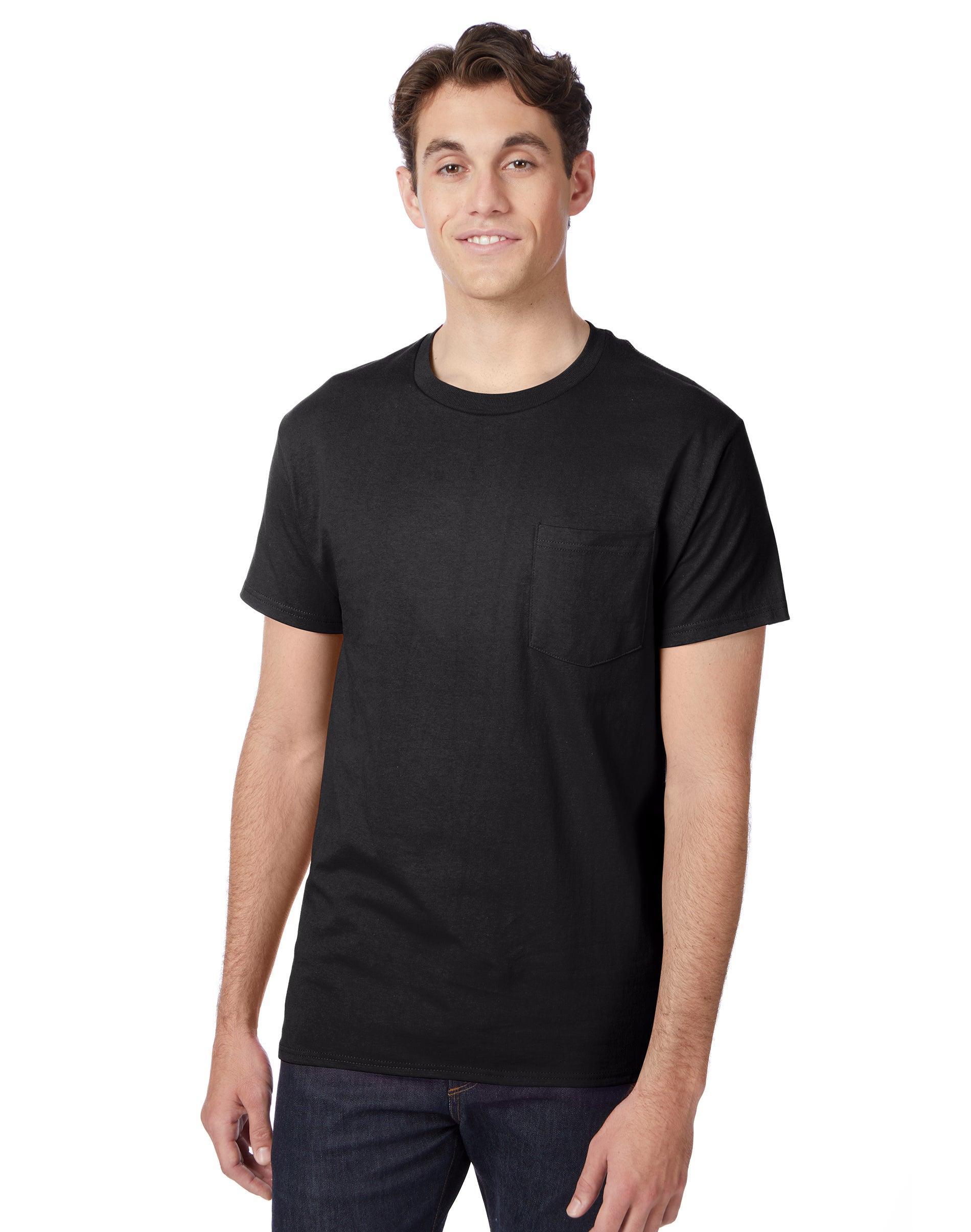 Hanes Mens Short Sleeve Pocket T-Shirt, 2-Pack Smoke Gray S Product Image