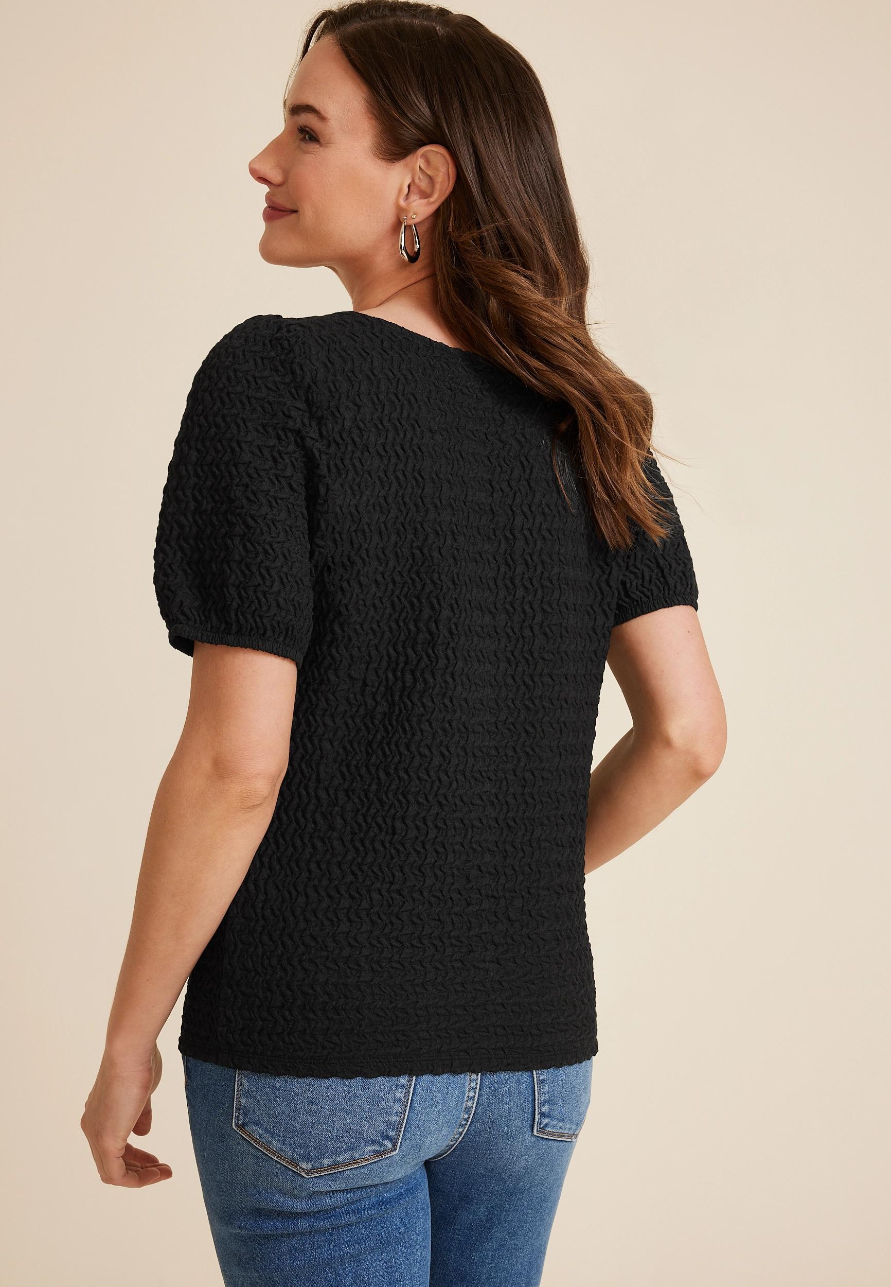 Textured Short Sleeve Blouse Product Image