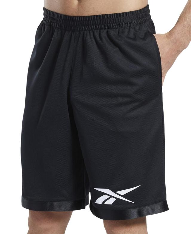 Reebok Mens Regular-Fit Logo-Print Mesh Basketball Shorts Product Image