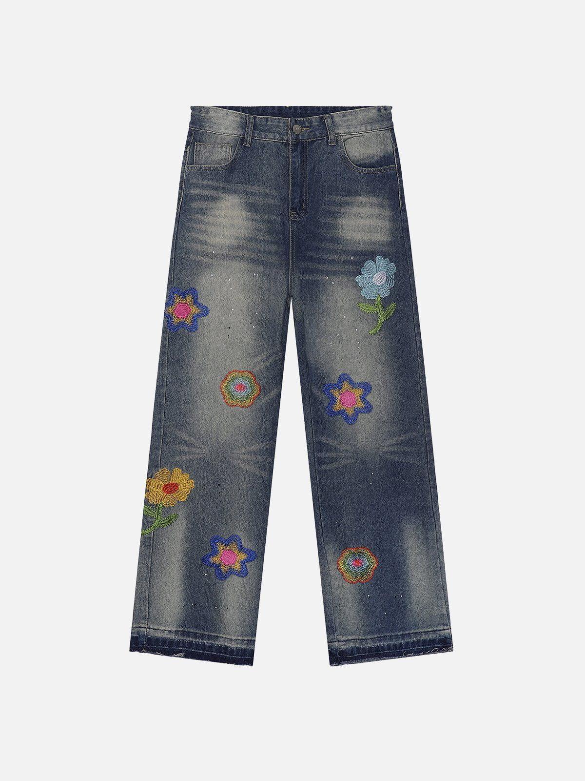 Aelfric Eden Embroidery Flower Washed Loose Jeans product image