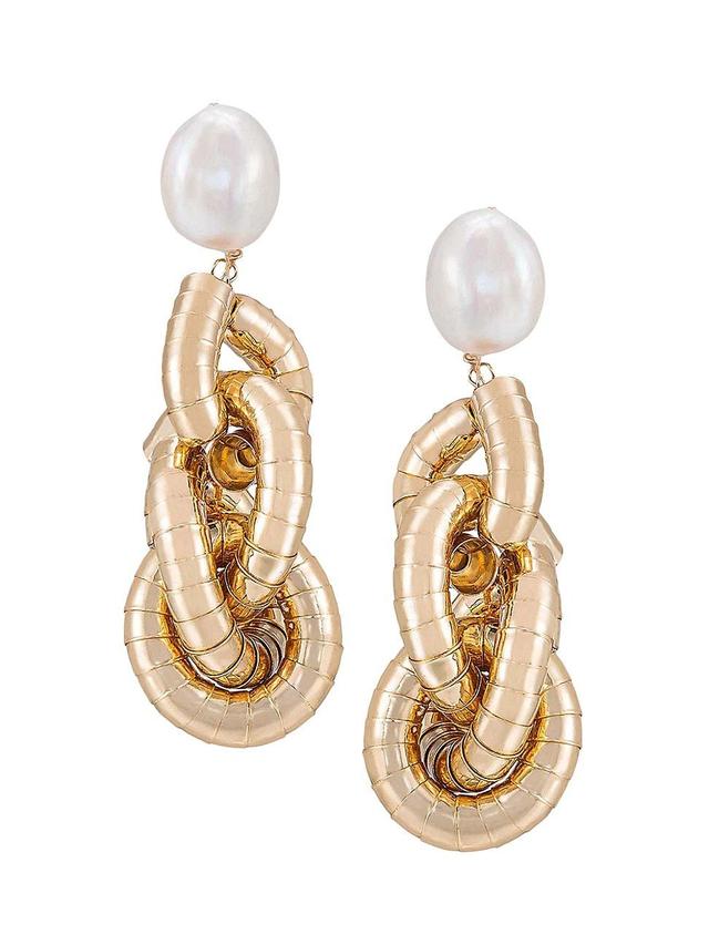 Womens Liquid 18K-Gold-Plated & Freshwater Pearl Drop Earrings Product Image