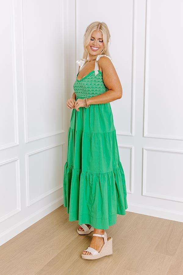 Classic Cutie Smocked Maxi Dress in Kelly Green Curves Product Image