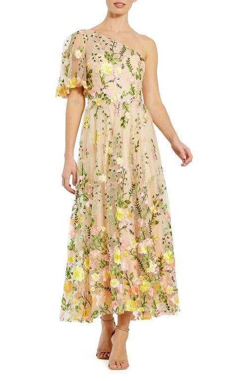 Mac Duggal Floral Embroidery One-Shoulder Cocktail Dress Product Image