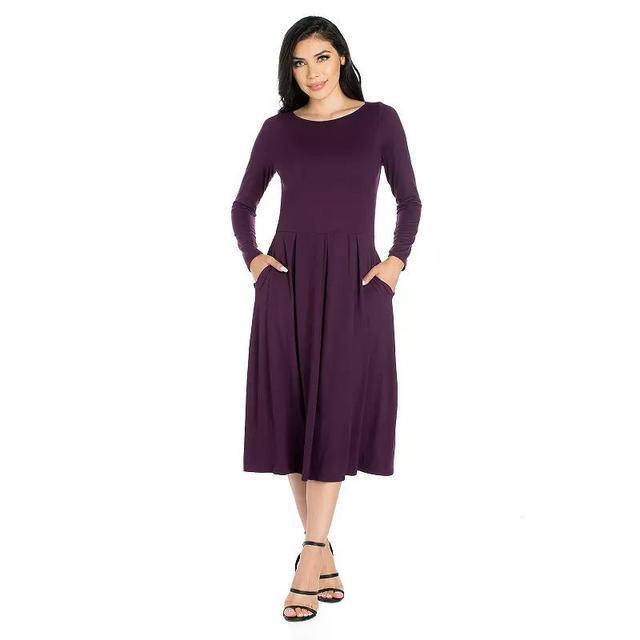 Womens 24Seven Comfort Apparel Long Sleeve Fit & Flare Dress with Pockets Product Image