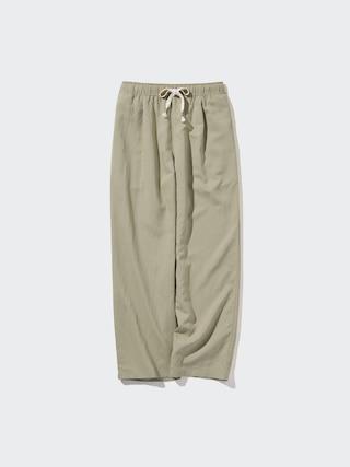 Womens Linen Blend Easy Pants Green Medium UNIQLO US product image