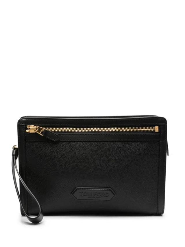 Men's Soft Leahter Pouch In Black Product Image