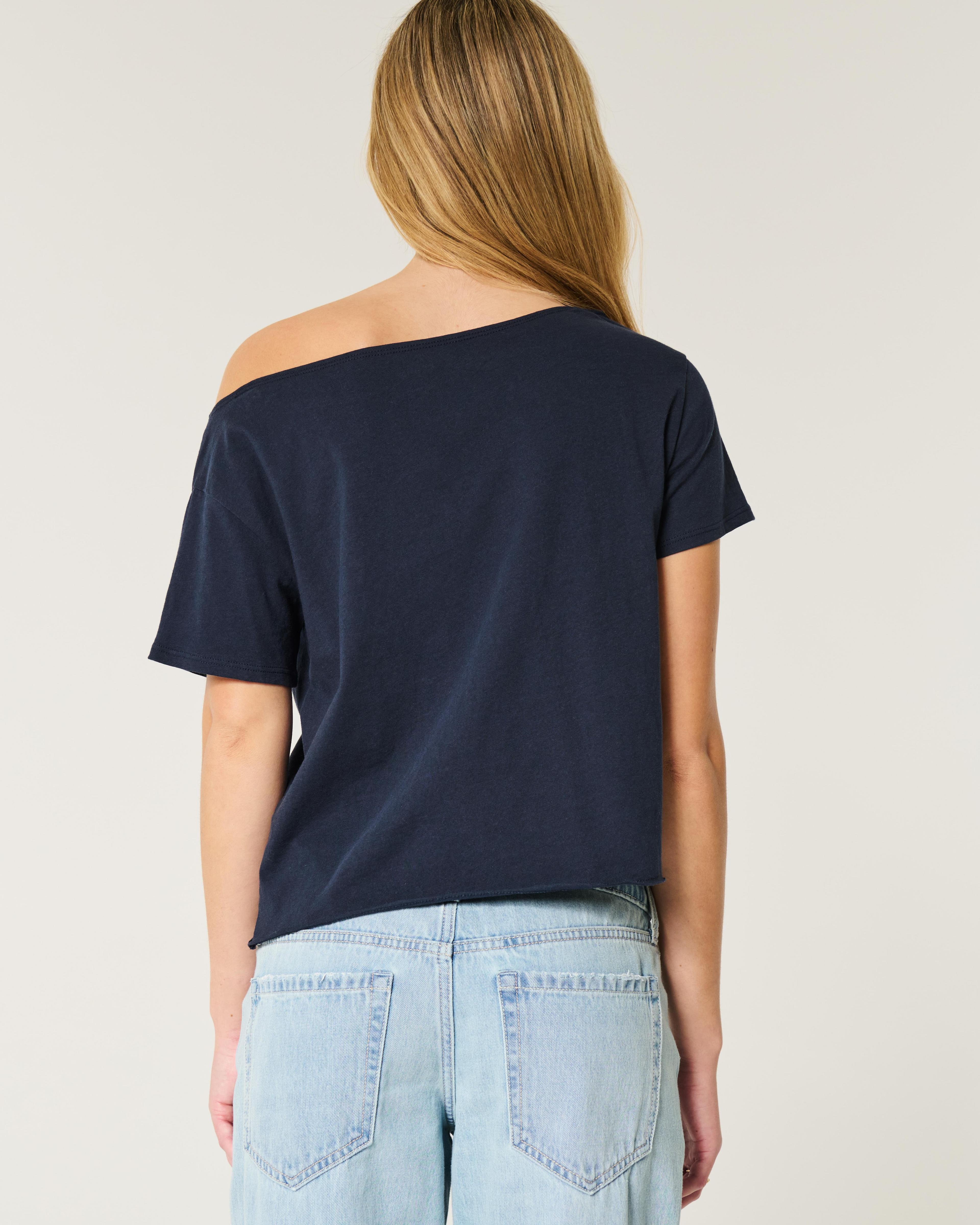 Easy Off-the-Shoulder Los Angeles Graphic Tee Product Image