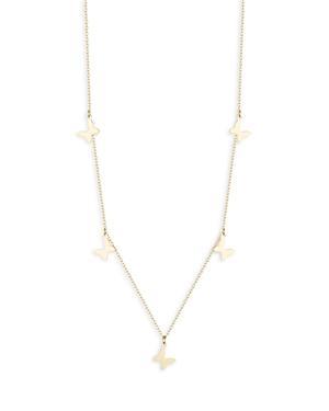 Moon & Meadow 14K Yellow Gold Butterfly Charm Collar Necklace, 16 Product Image