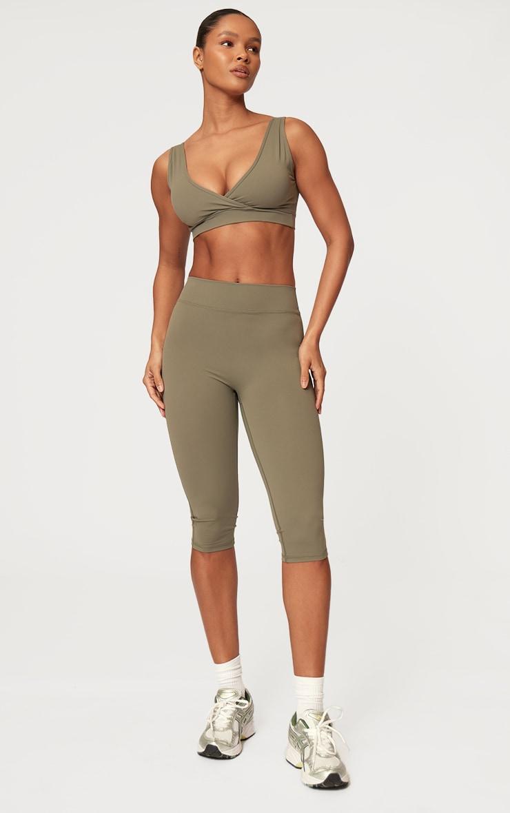 Olive Sculpt Cross Front Sports Bra Product Image