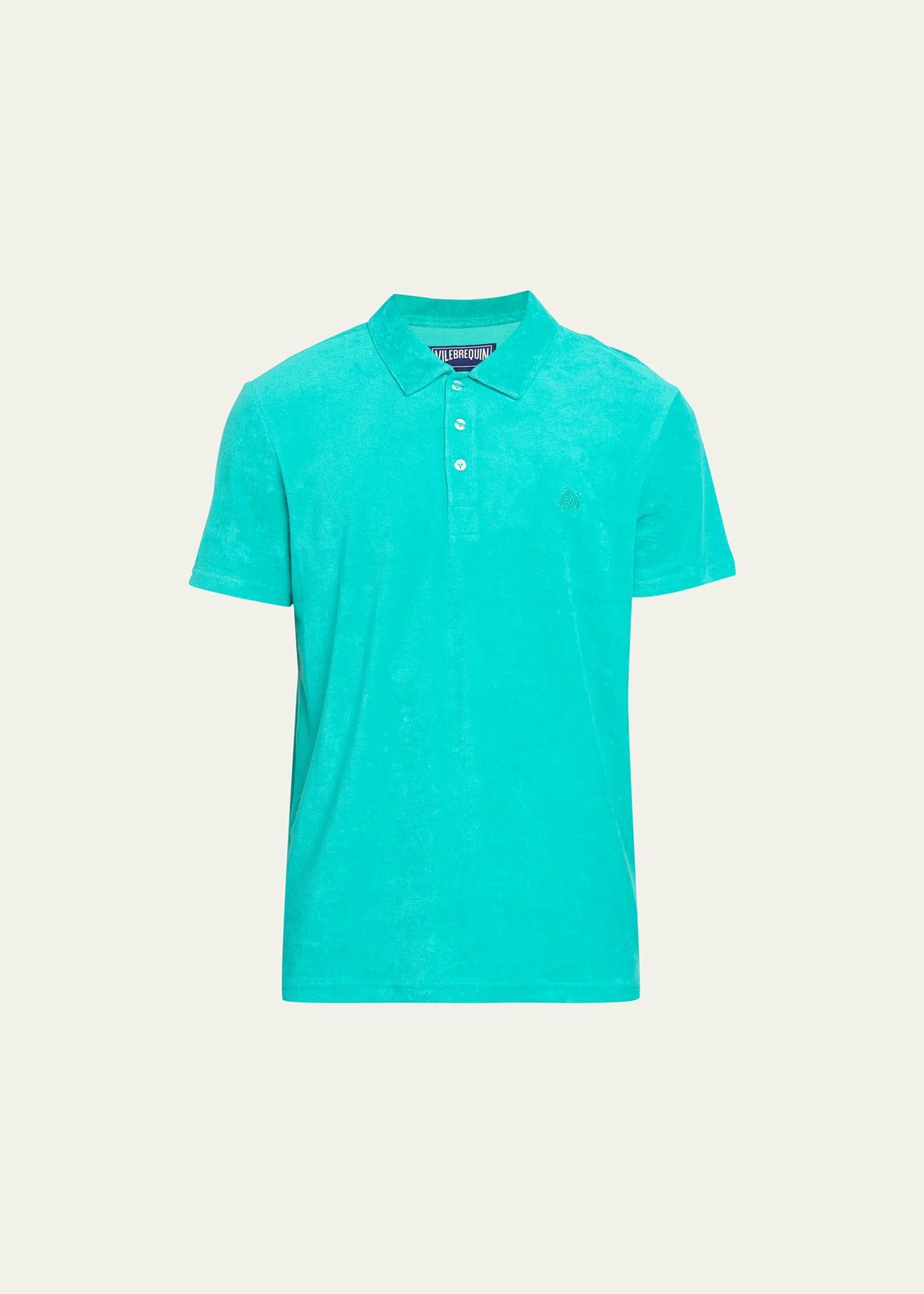 Mens Organic Cotton Terry Polo Shirt Product Image