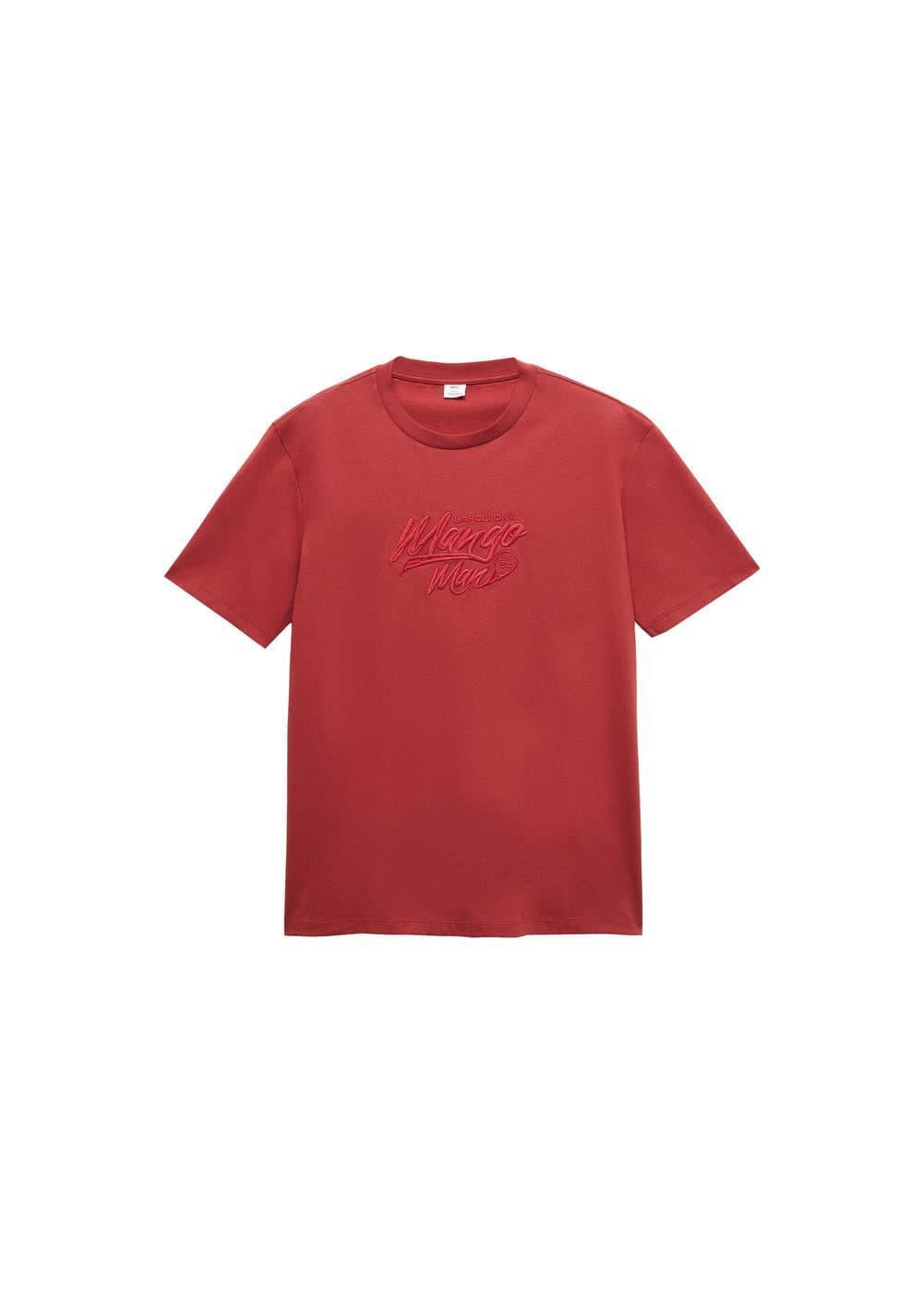 MANGO MAN - 100% cotton t-shirt with embroidered logo redMen Product Image