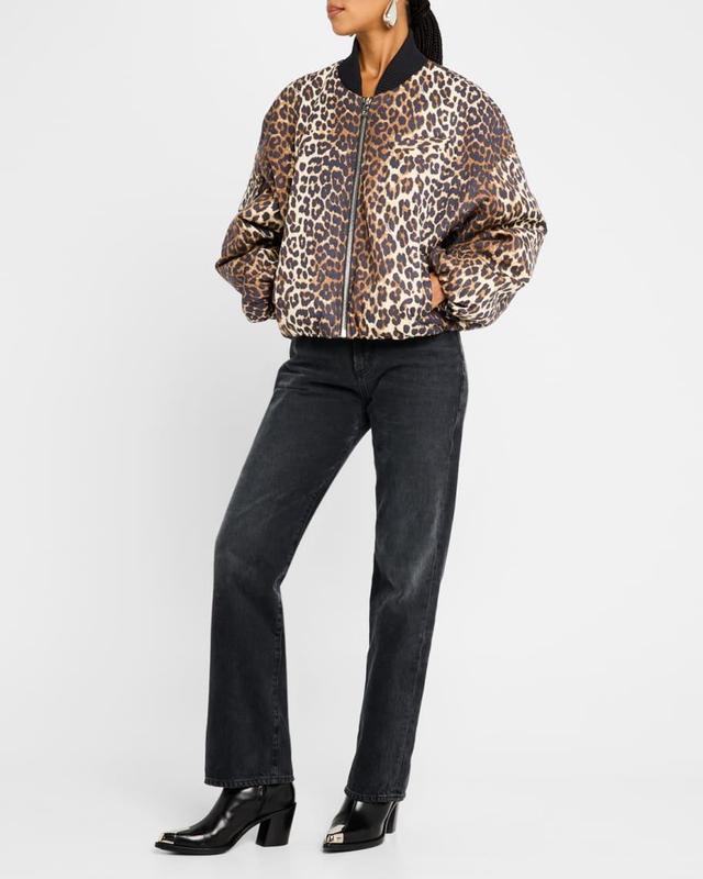 Oversized Leopard Bomber Jacket Product Image