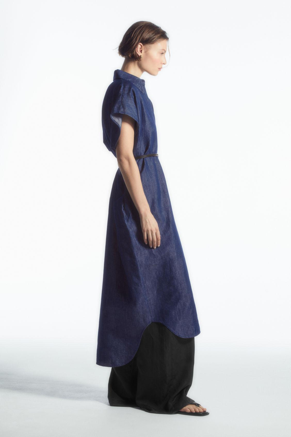 OVERSIZED DENIM MIDI SHIRT DRESS Product Image