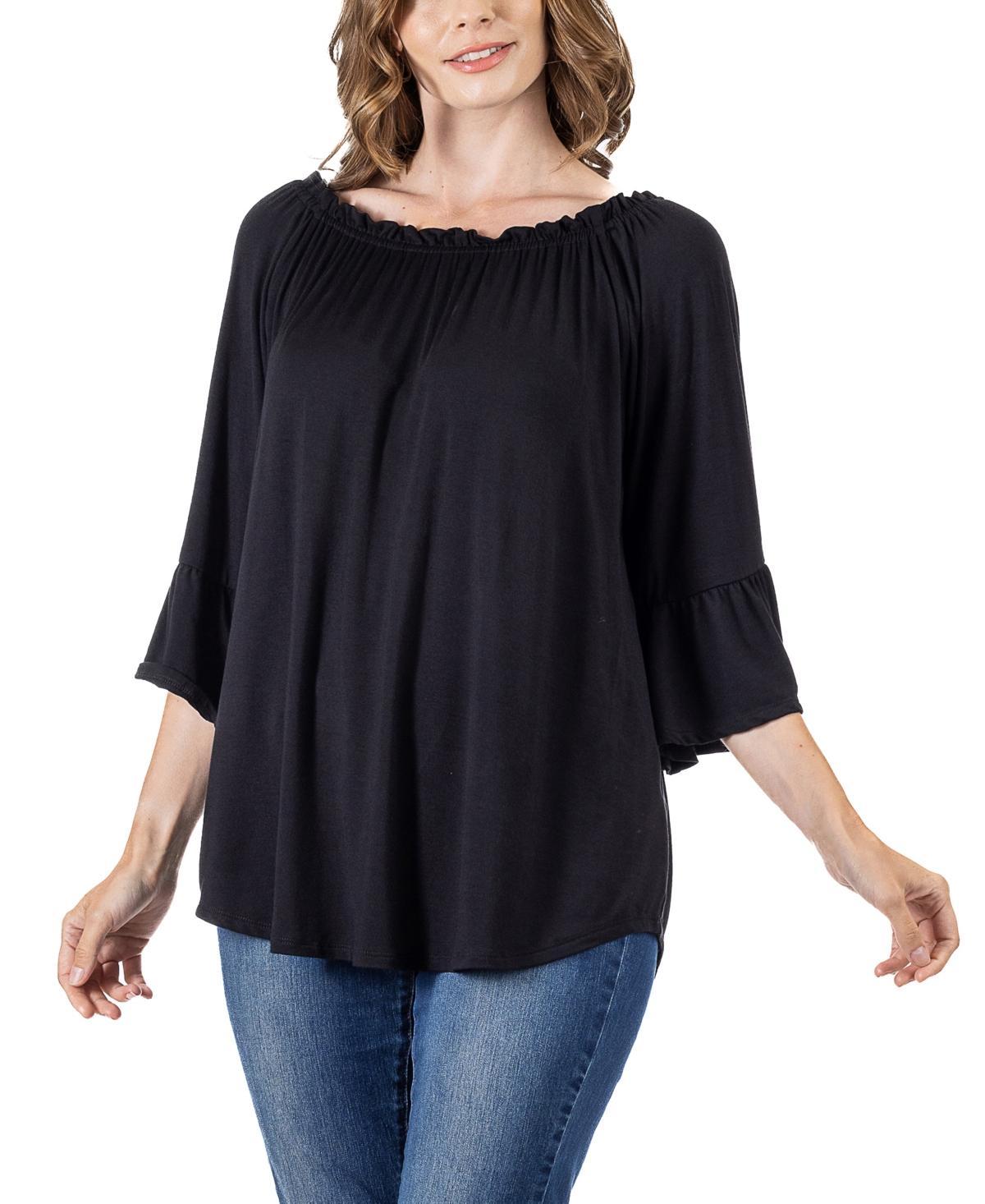 24seven Comfort Apparel Womens Bell Sleeve Loose Fit Tunic Top product image