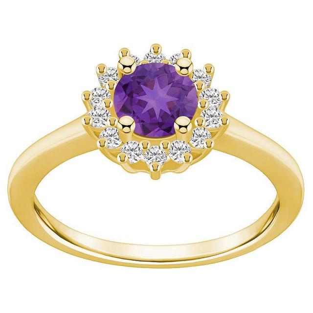 Alyson Layne 14k White Gold Amethyst & 1/4 Carat T.W. Diamond Halo Ring, Womens Purple Product Image