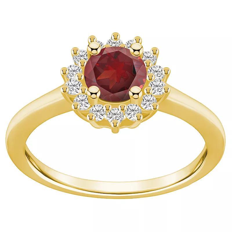 Alyson Layne 14k White Gold Garnet & 1/4 Carat T.W. Diamond Halo Ring, Womens Red Product Image