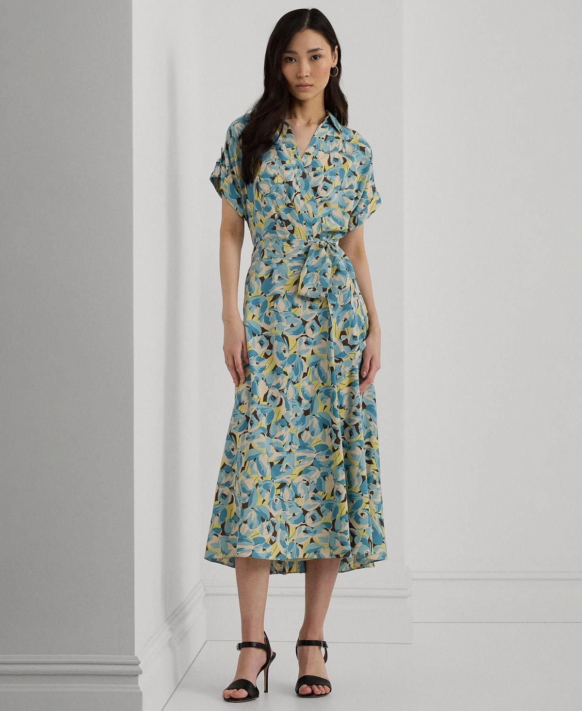 Women's Floral Belted Crepe Dress Product Image