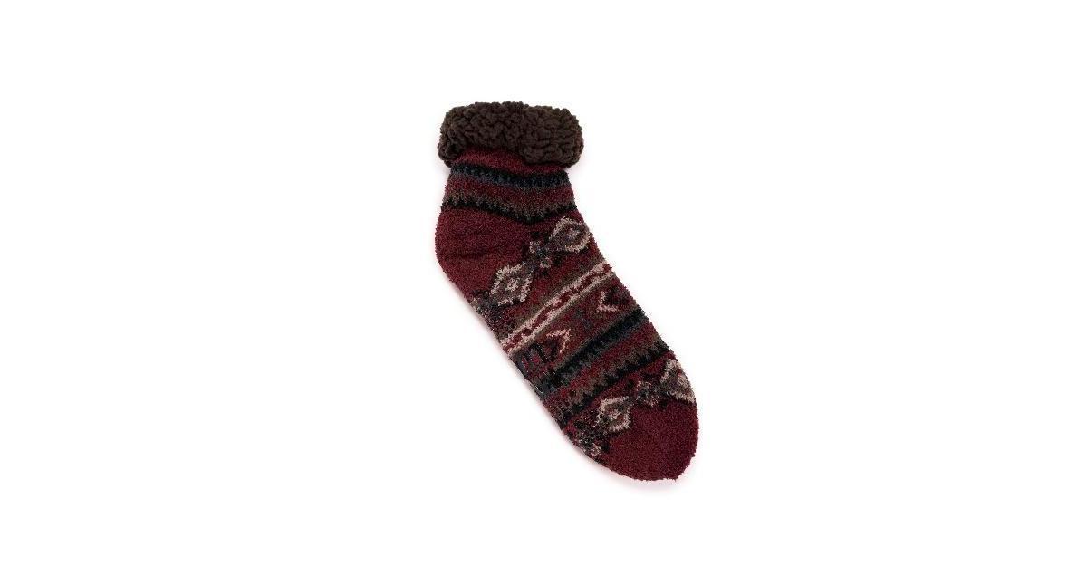 Mens MUK LUKS Refined Cozy Shortie Cabin Socks Red Product Image