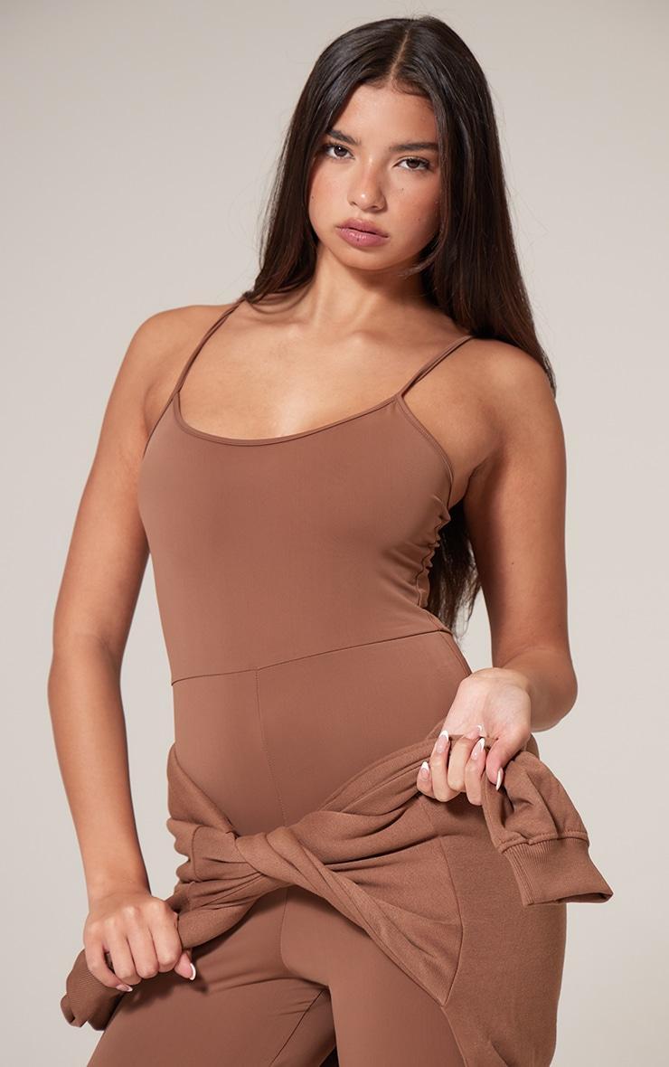 Chocolate Sculpt Strappy Wide Leg Jumpsuit Product Image