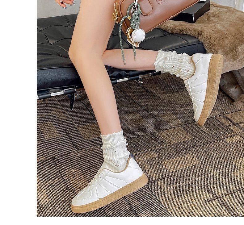 Faux Leather Lace-Up Sneakers Product Image