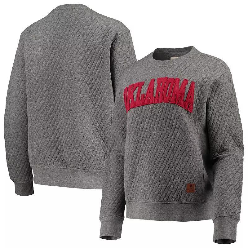 Womens Pressbox Heather Charcoal Oklahoma Sooners Moose Quilted Pullover Sweatshirt Product Image